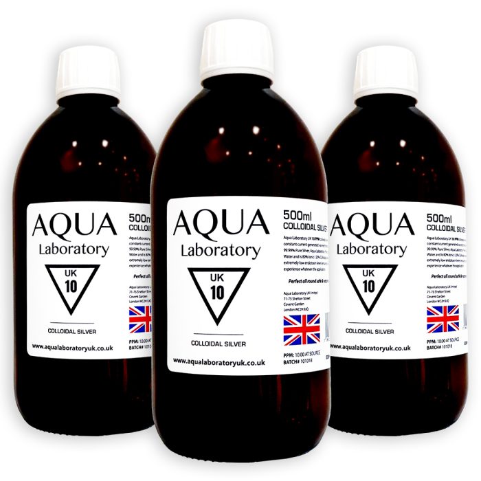 Aqua Laboratory UK 3X 500ml 10 PPM Colloidal Silver