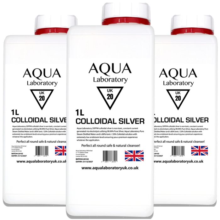 Aqua Laboratory UK 3X 1000ml 20 PPM Colloidal Silver (UN CONTAINER)