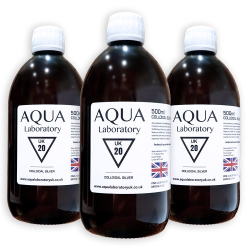 Aqua Laboratory UK 3X 500ml 20 PPM Colloidal Silver