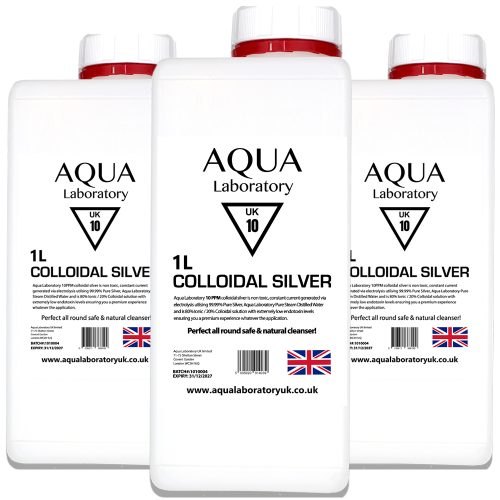 Aqua Laboratory UK 3X 1000ml 10 PPM Colloidal Silver (UN CONTAINER)